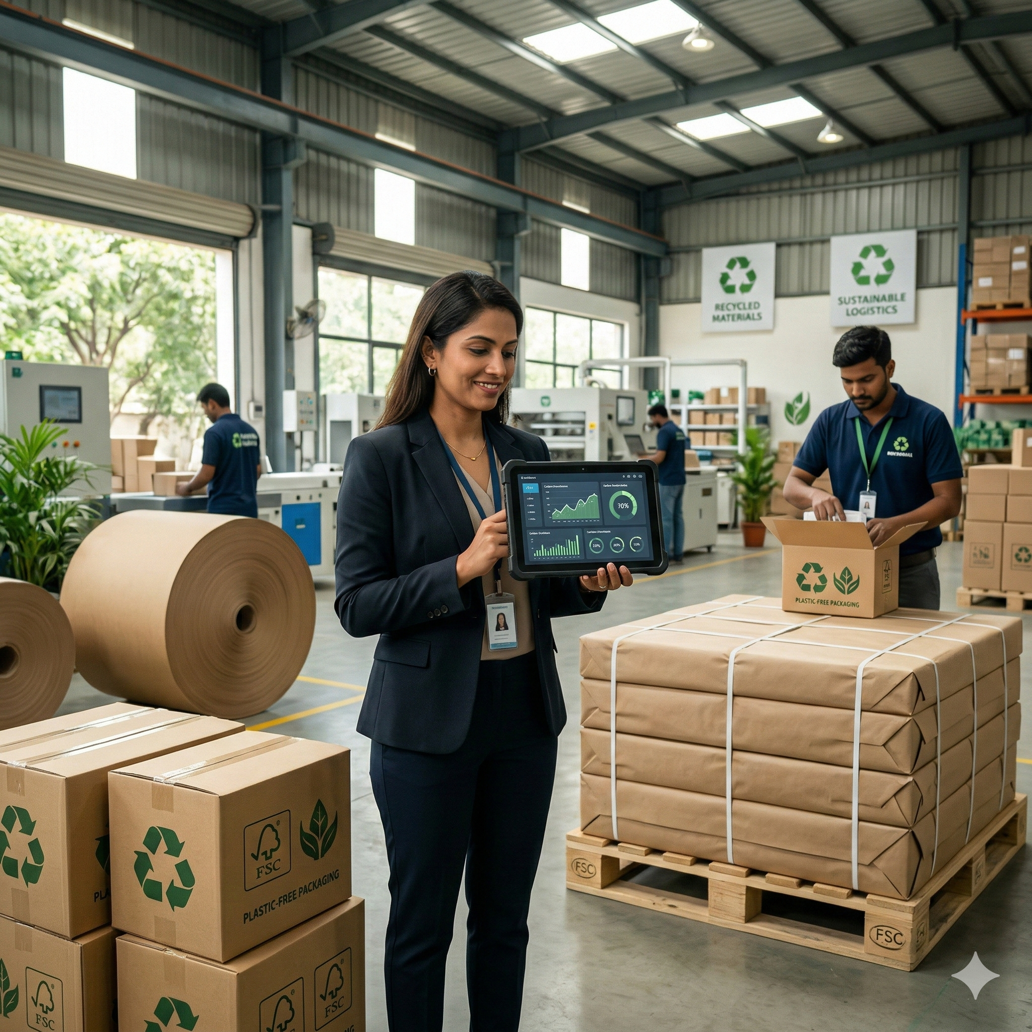 Sustainable eco-friendly industrial packaging made from recycled materials